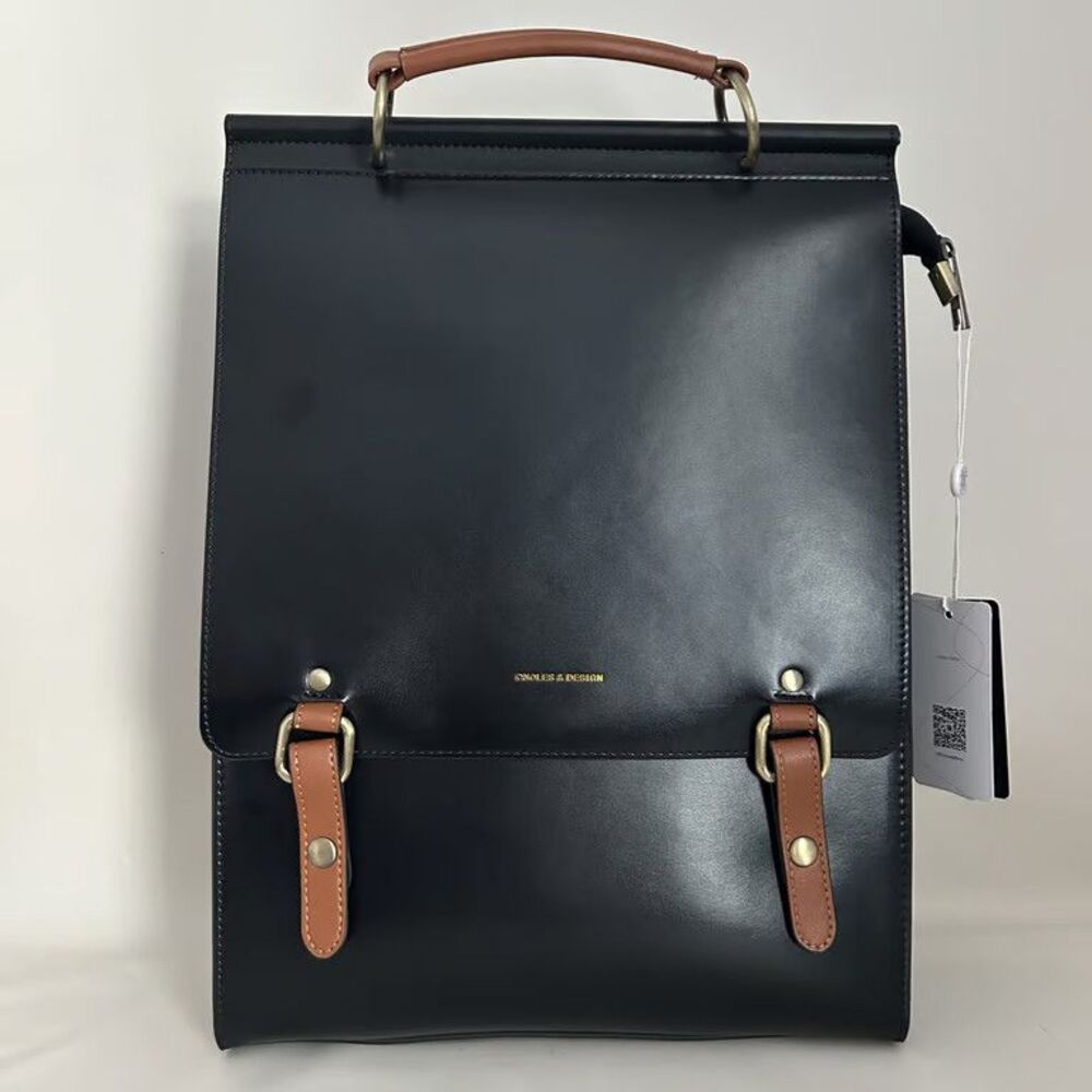 Cnoles Womens Leather Convertible Backpack Satchel Top Handle Bag Black Brown